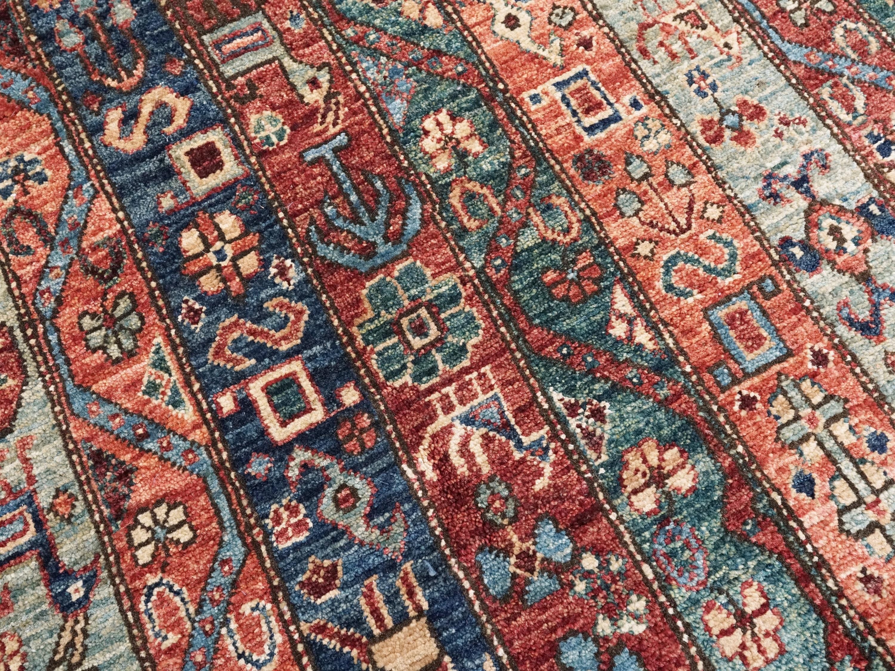 6x9 Ft Red & Blue Heriz Rug - Afghan Oriental Area Rug