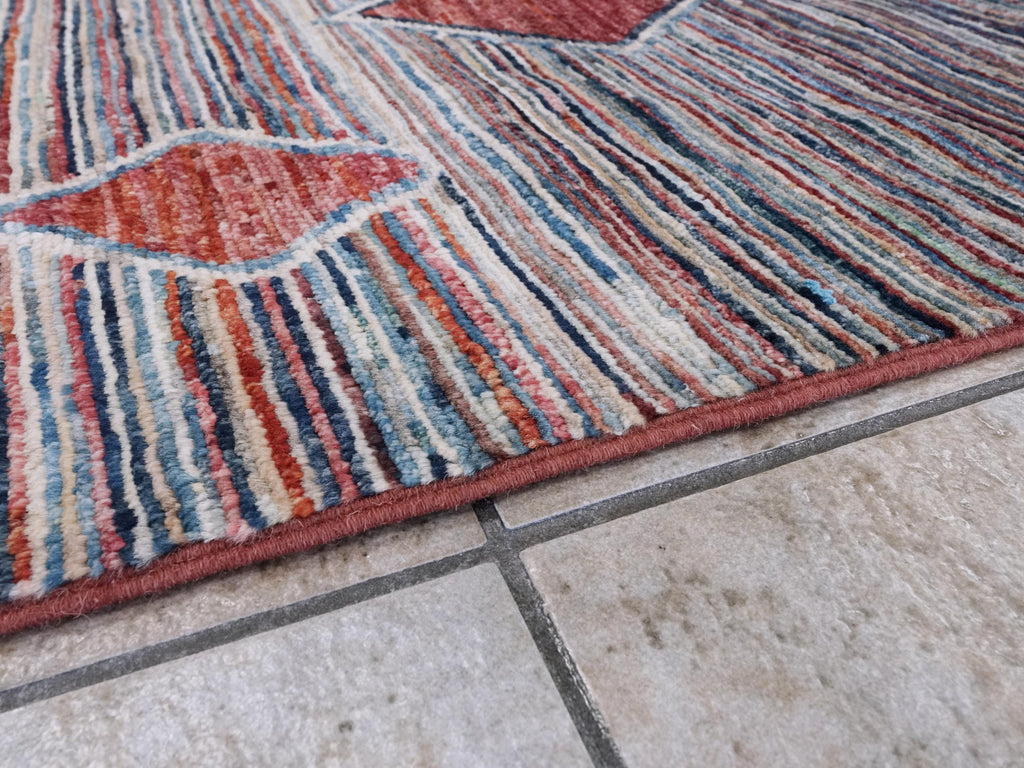 6x10 Ft Multicolor Gabbeh Rug - Afghan Wool Area Rug - Tribal Design