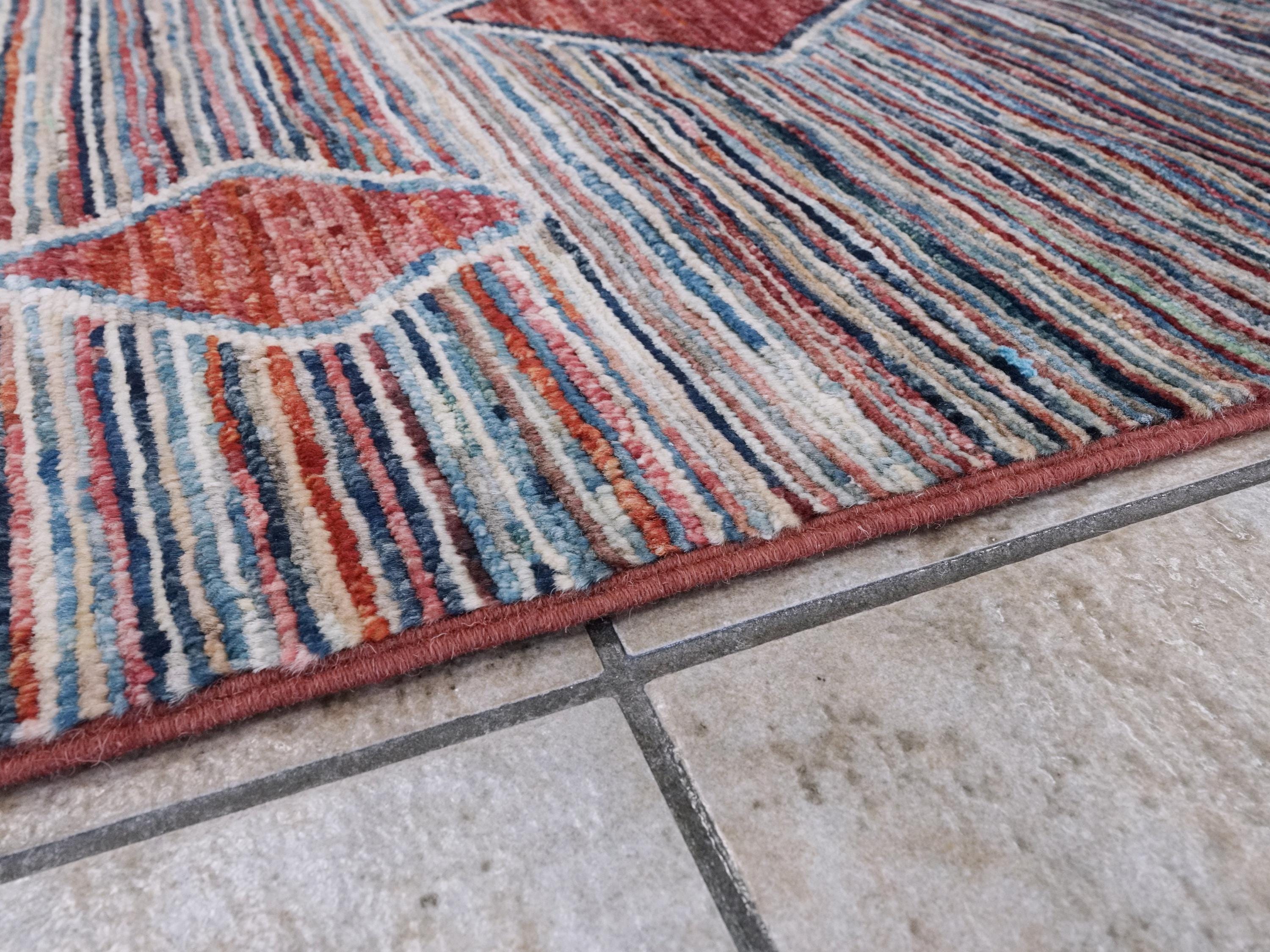 6x10 Ft Multicolor Gabbeh Rug - Afghan Wool Area Rug - Tribal Design