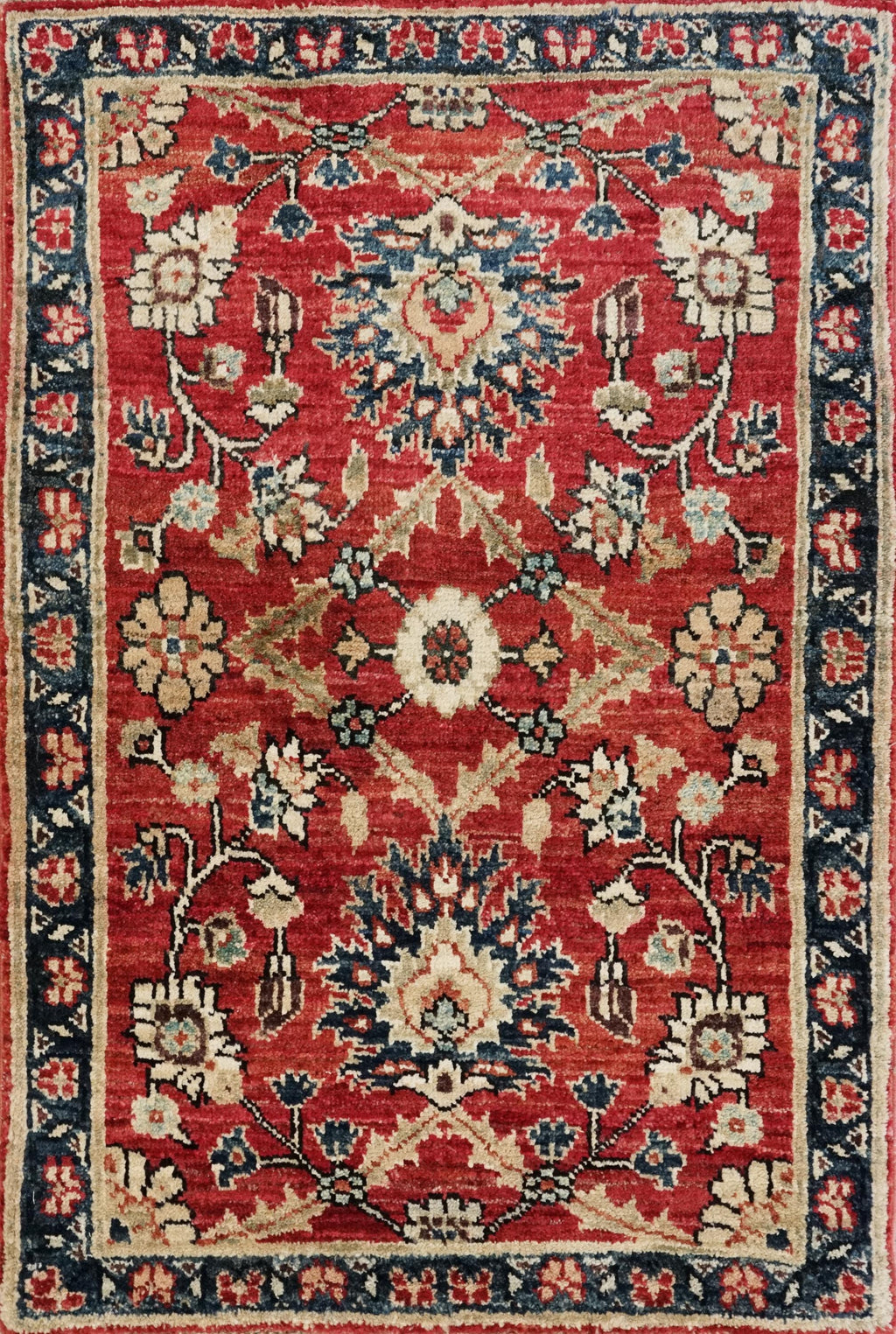 2x3 Ft Handmade Afghan Serapi Rug - Red Oriental Ghazni Wool Doormat