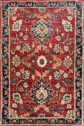 2x3 Ft Handmade Afghan Serapi Rug - Red Oriental Ghazni Wool Doormat