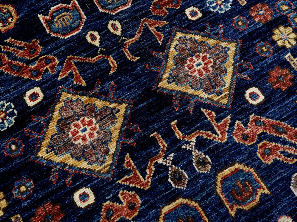 8x10 Ft Blue & Beige Heriz Rug - Hand Knotted Oriental Wool Rug