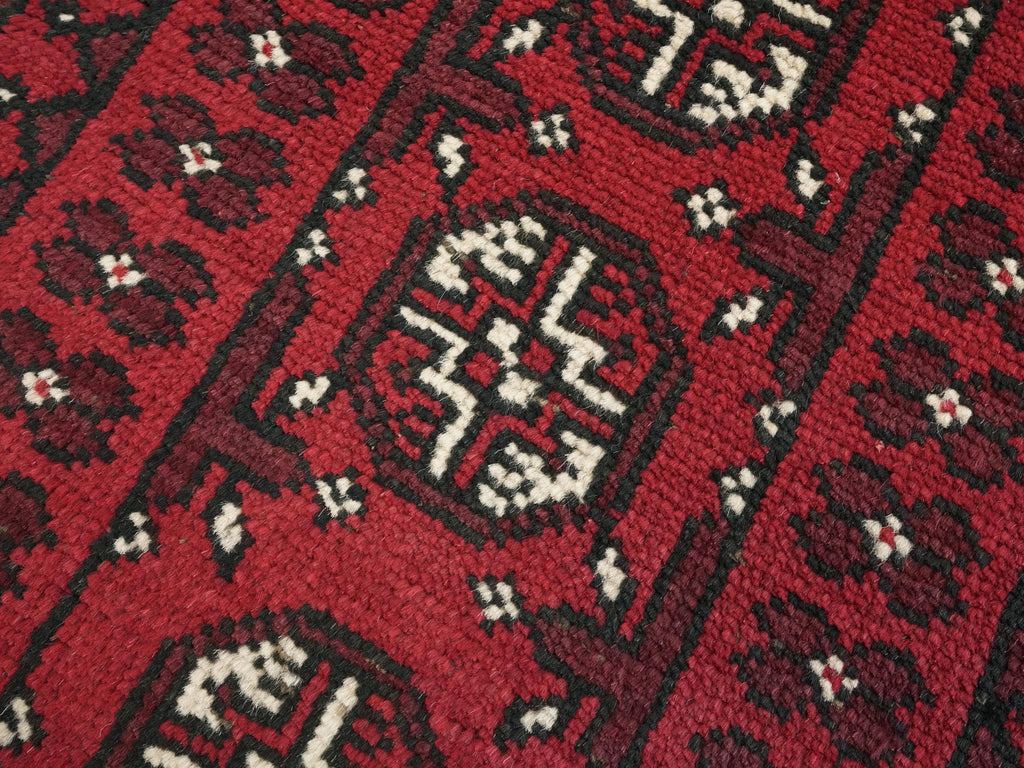 2x3 Ft Red Ersari Rug - Hand Knotted Afghan Wool Rug