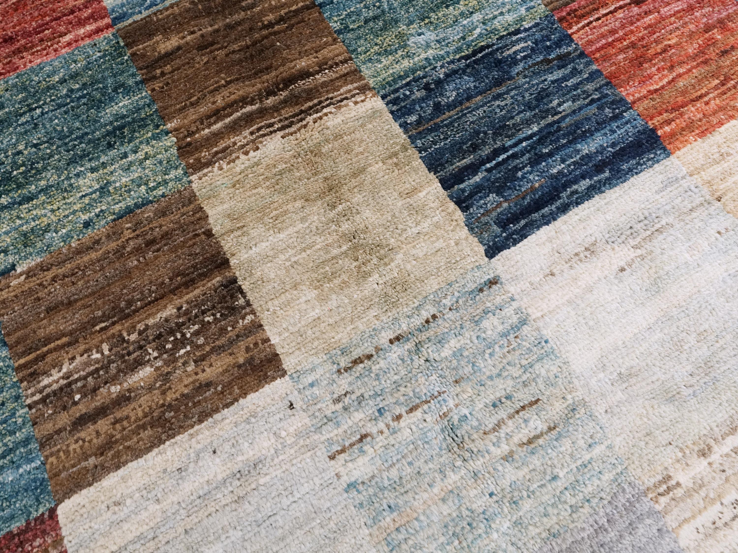 8x10 Ft Hand Knotted Colorful Gabbeh Rug - Geometric Design