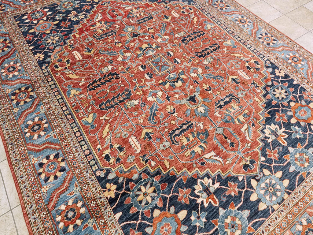 9x12 Ft Red Serapi Rug - Hand Knotted Afghan Area Rug