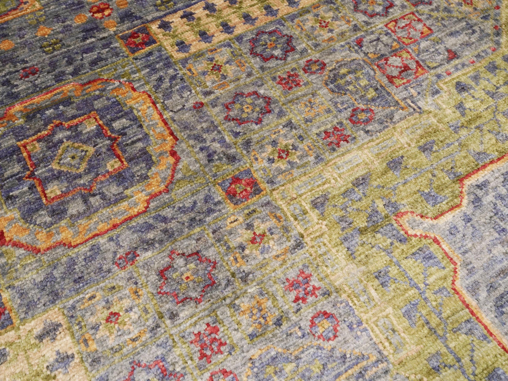 6x8 Ft Light Green Mamluk Rug - Hand Knotted Oriental Rug
