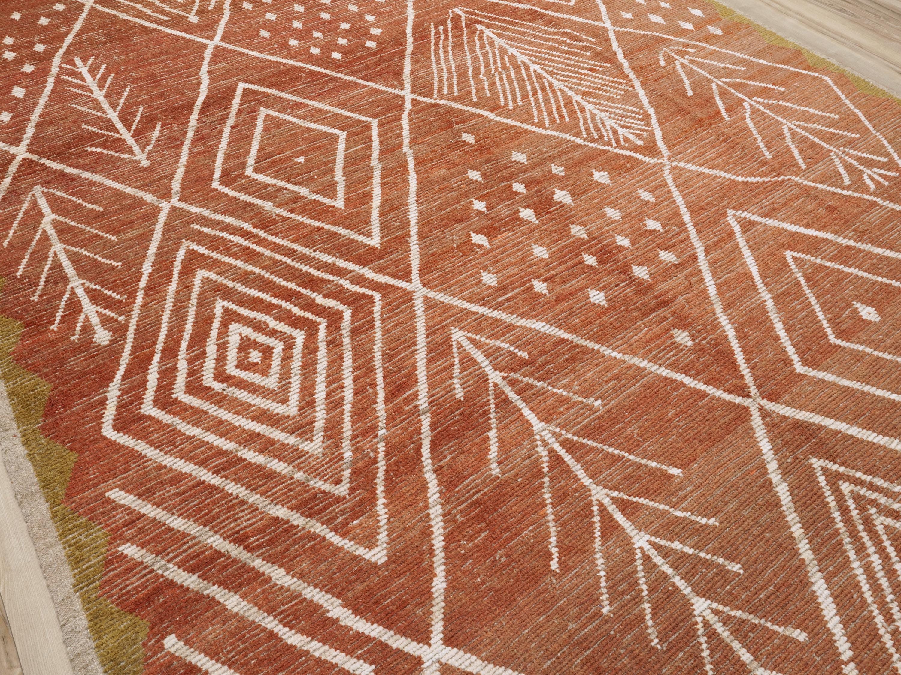 9x12 Ft Rustic Red Moroccan Rug - Hand Knotted Area Rug