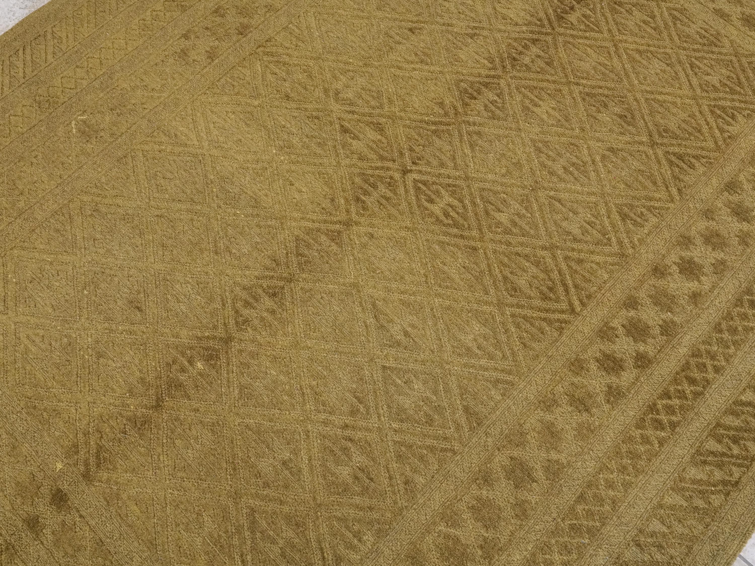7x9 FT Hand Knotted Wool Kilim Rug - Light Brown Tribal Design