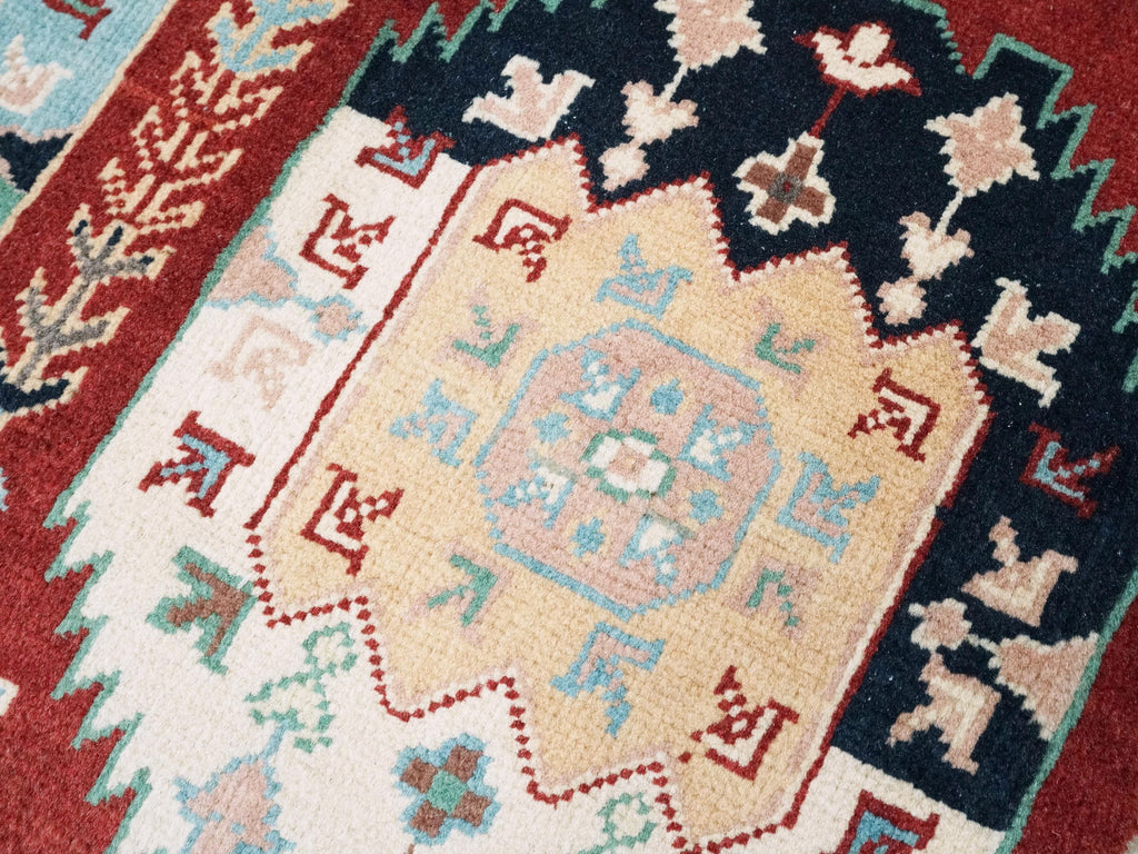 2x3 Ft Red Ersari Rug - Hand Knotted Wool Accent Rug