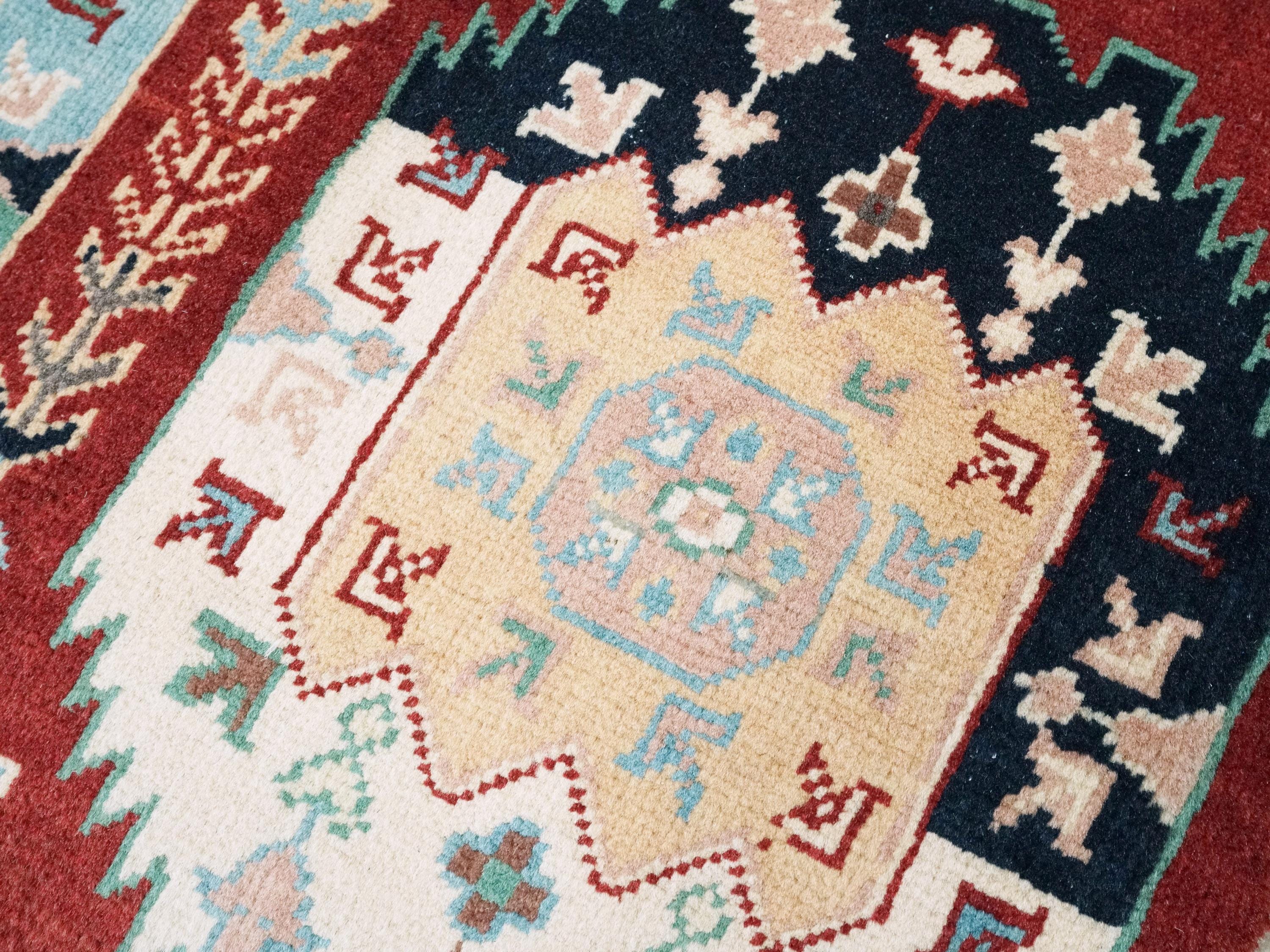 2x3 Ft Red Ersari Rug - Hand Knotted Wool Accent Rug