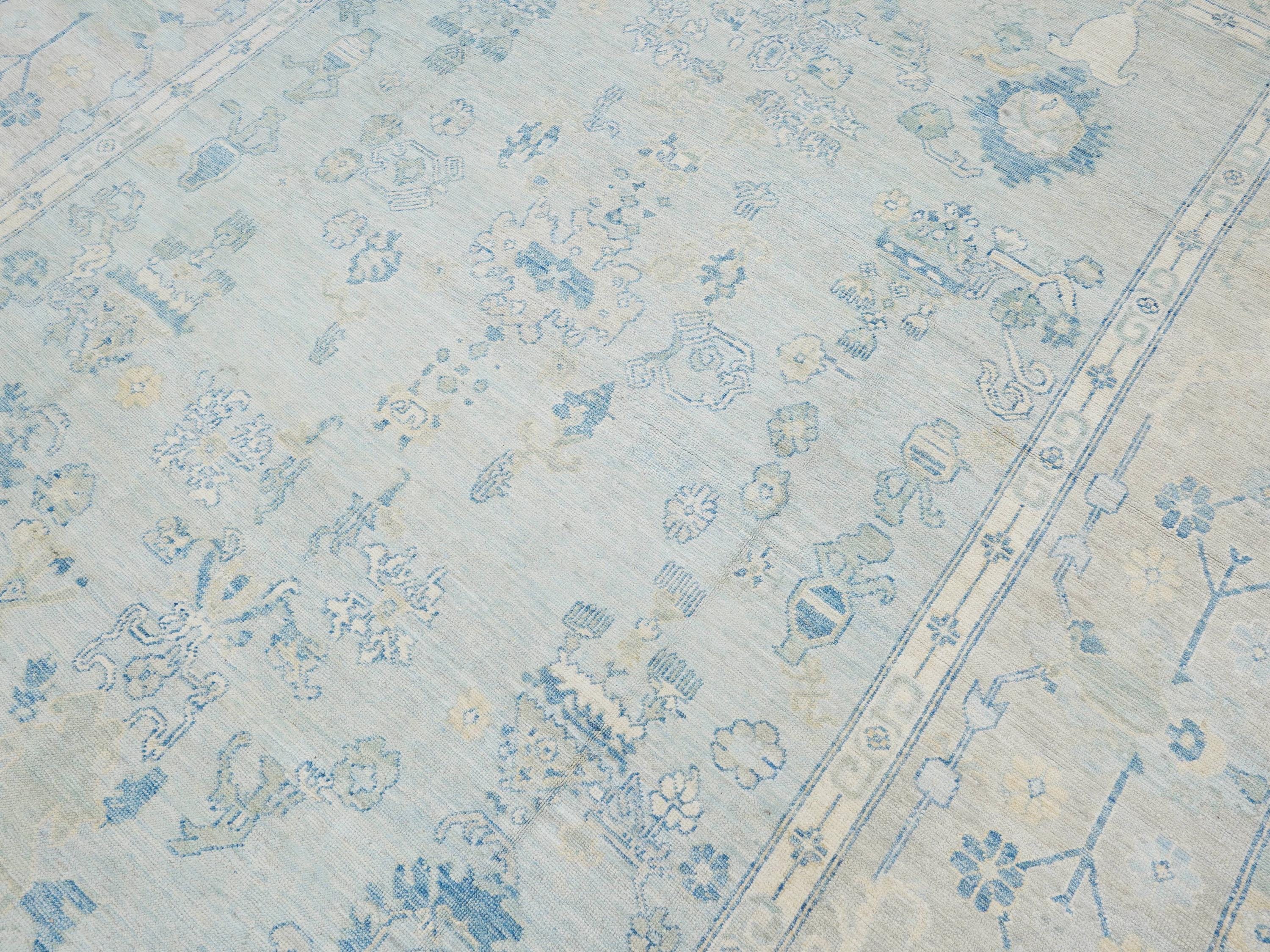 9x12 Ft Light Blue Oushak Rug - Handmade Area Rug
