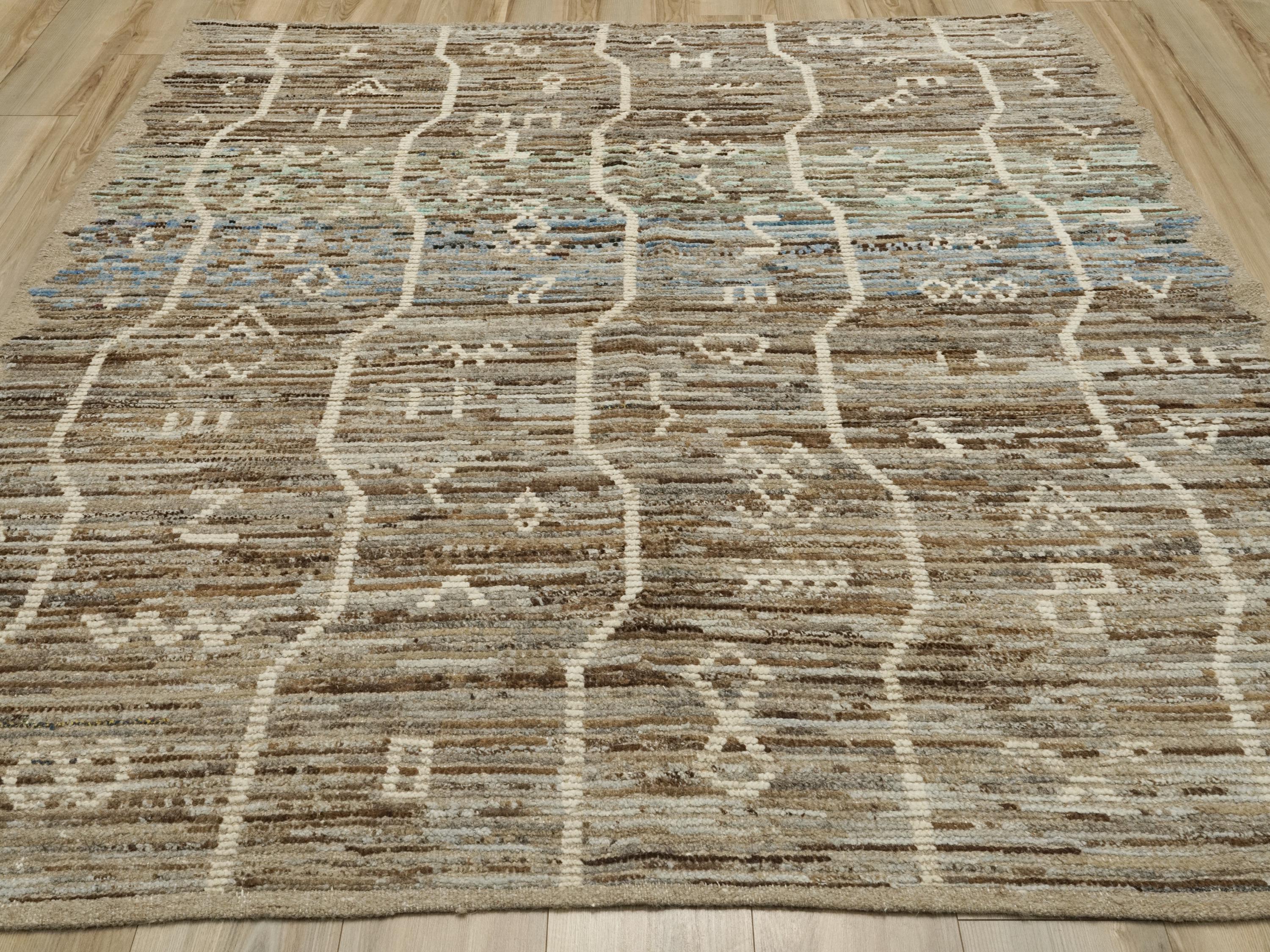 7x7 Ft Coral Moroccan Rug - Afghan Handmade Square Rug