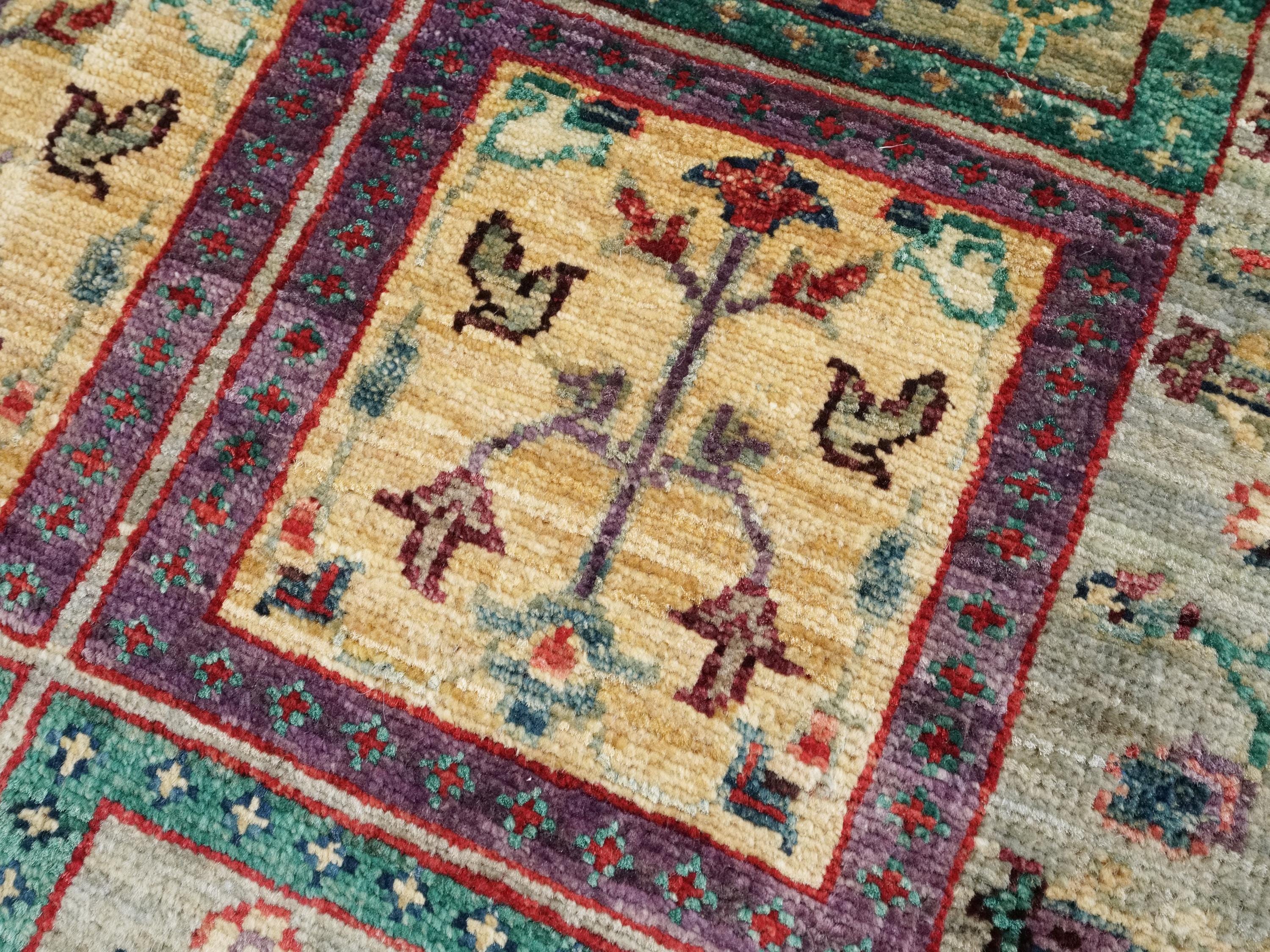 2x3 Ft Hand Knotted Gray Heriz Rug - Afghan Wool Accent Rug