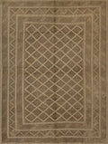 7x9 FT Vintage Brown Tribal Kilim Rug - Hand-Knotted Wool Area Rug