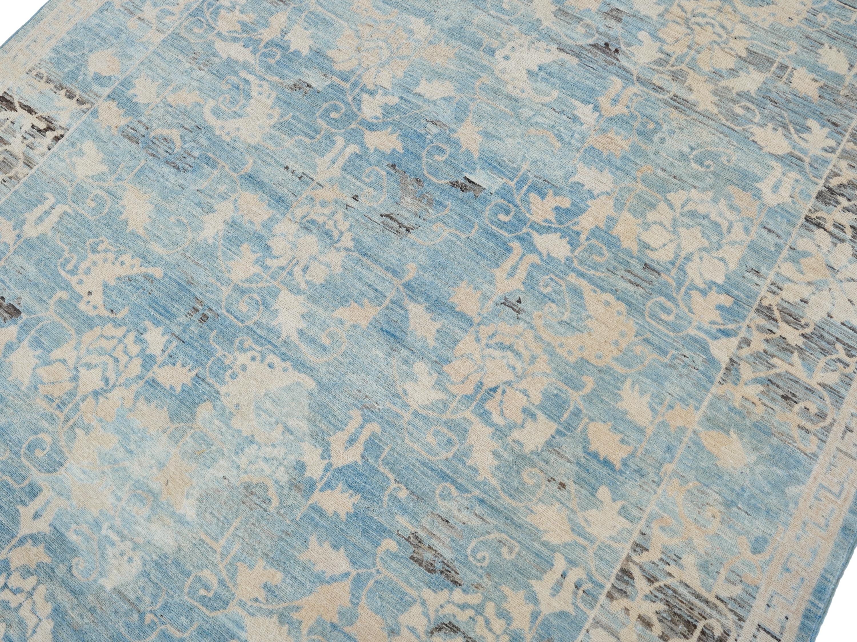 6x10 Ft Antique Serapi Rug - Blue Persian Rug