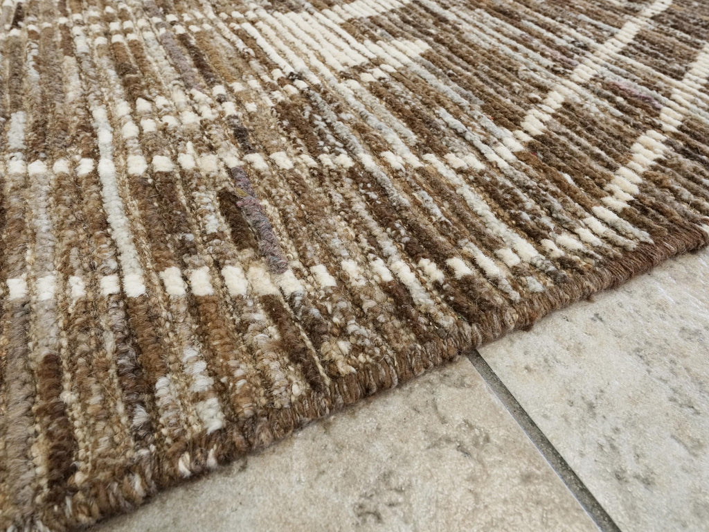 5x19 Ft Afghan Wool Rug - Hand Knotted Brown Moroccan Runner Rug