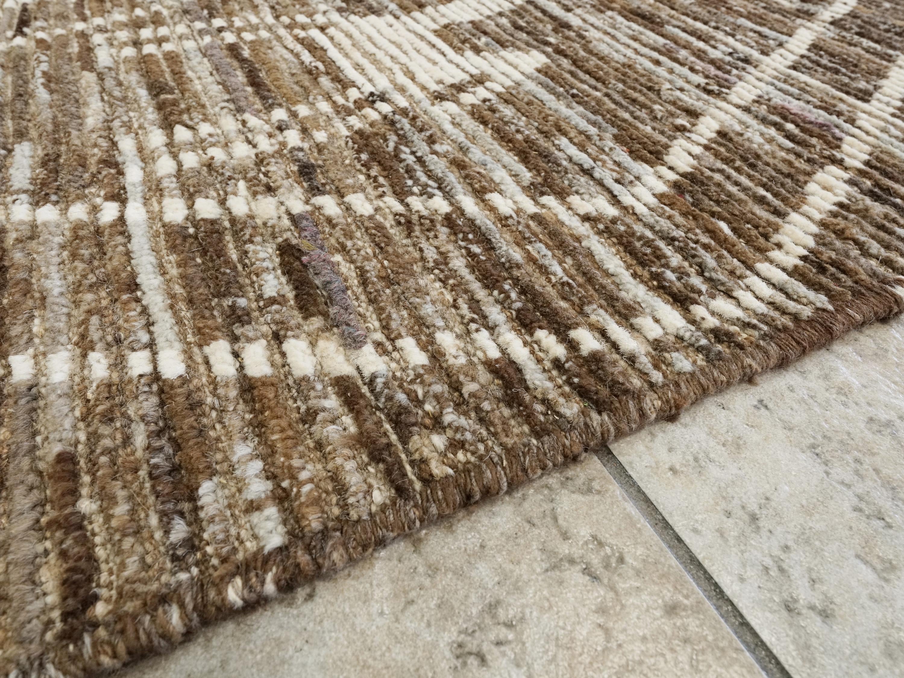 5x19 Ft Afghan Wool Rug - Hand Knotted Brown Moroccan Runner Rug