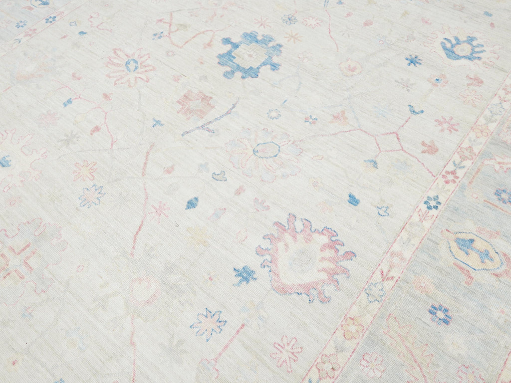 10x14 Ft Muted Oushak Rug - Hand Knotted Afghan Rug - Turkish Floral Design