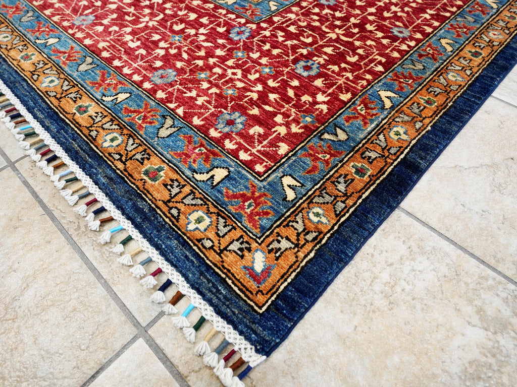 12x15 Ft Red & Blue Mamluk Rug - Handmade Afghan Oriental Rug - Oversize