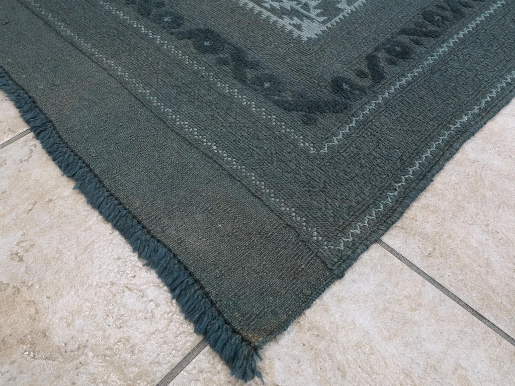 Vintage Tribal Kilim Rug: 6x8 Blue Hand-Knotted Wool Area Rug