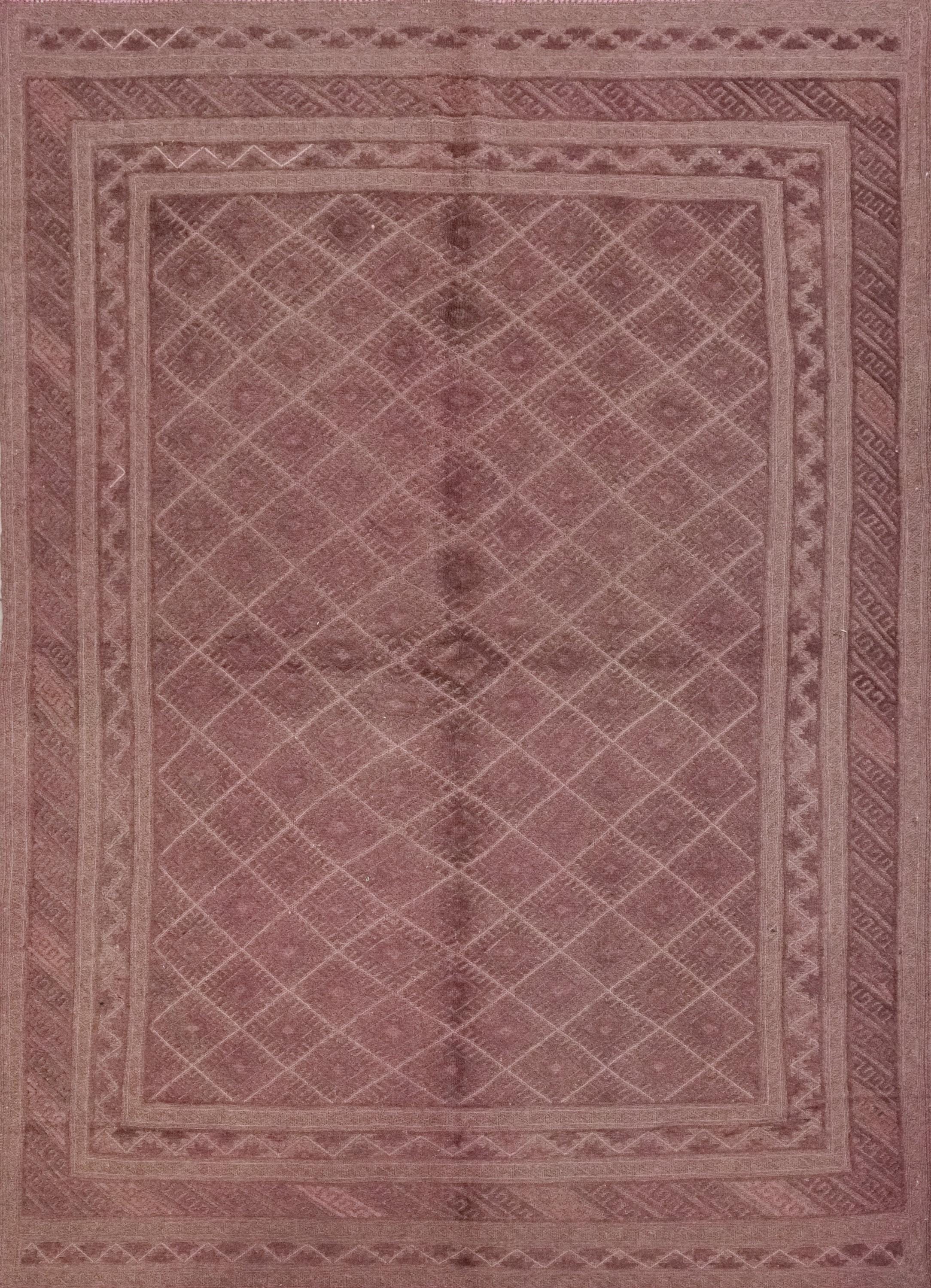 6x9 FT Pink Tribal Kilim Rug - Hand Knotted Afghan Wool - Vintage