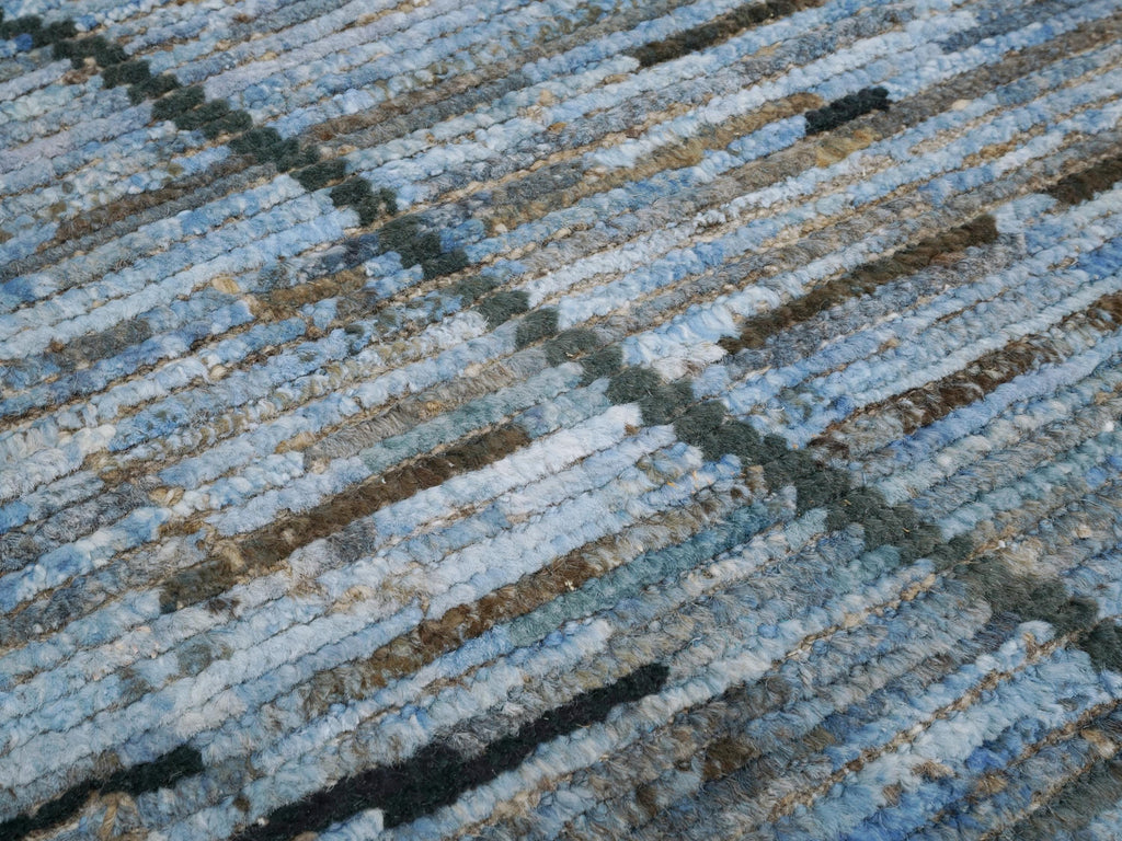 6x9 Ft Blue Moroccan Rug - Hand Knotted Square Rug