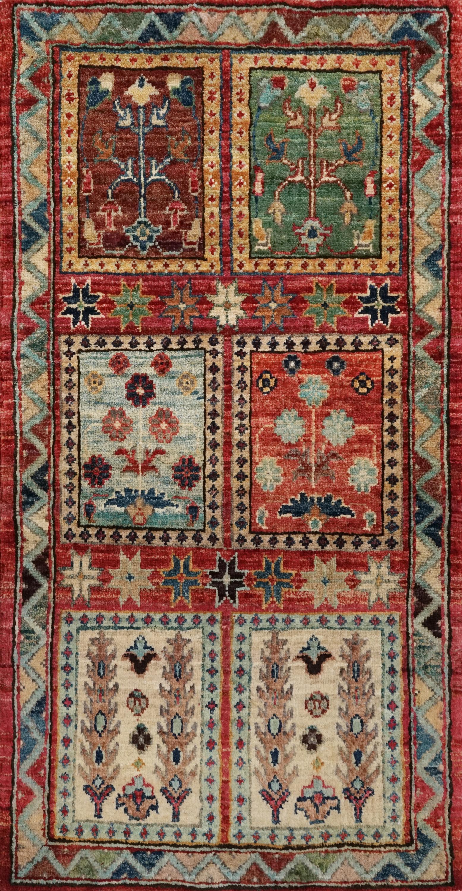 2x3 Ft Hand Knotted Red Heriz Rug - Afghan Wool Doormat