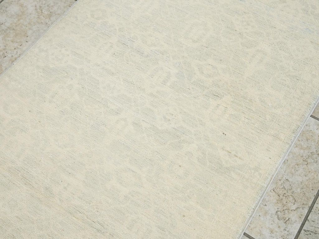 7 Ft Vintage Heriz Runner - Hand Knotted Wool Rug - Beige Persian Style