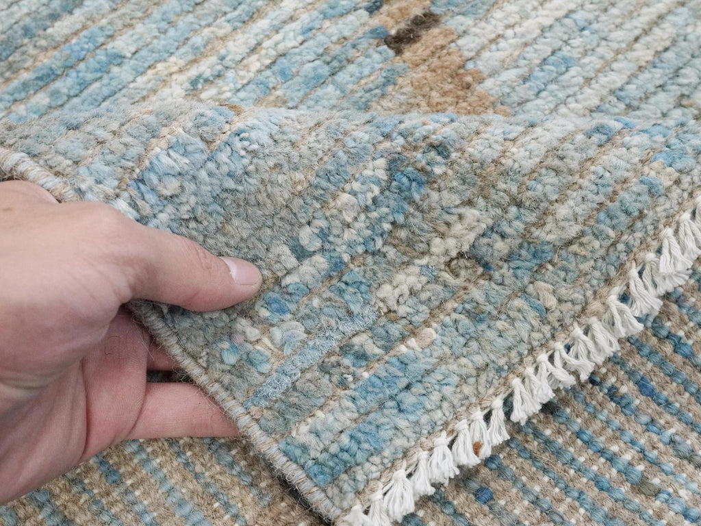 4x6 Ft Blue & Brown Moroccan Rug - Hand Knotted Wool Area Rug