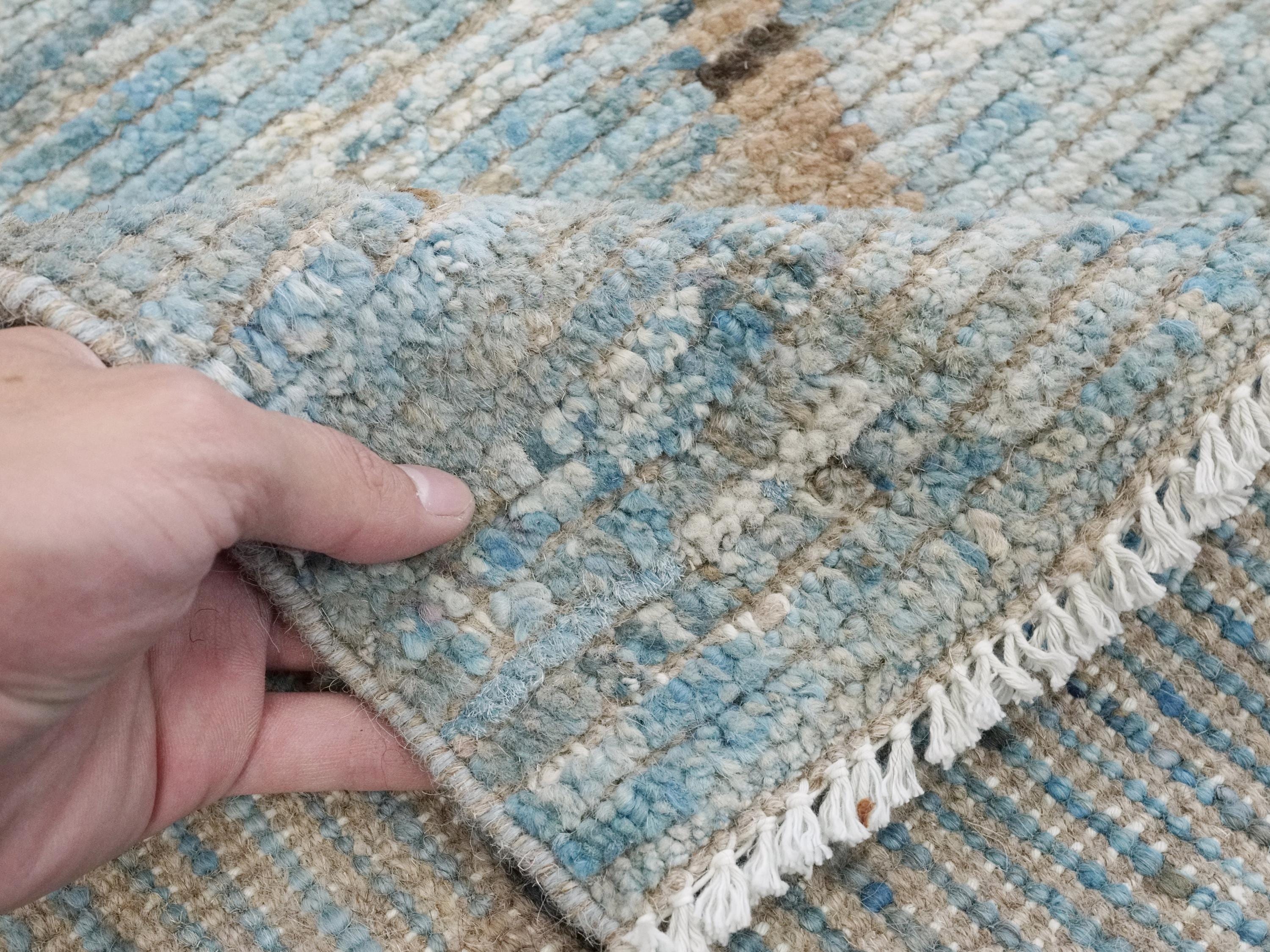 4x6 Ft Blue & Brown Moroccan Rug - Hand Knotted Wool Area Rug