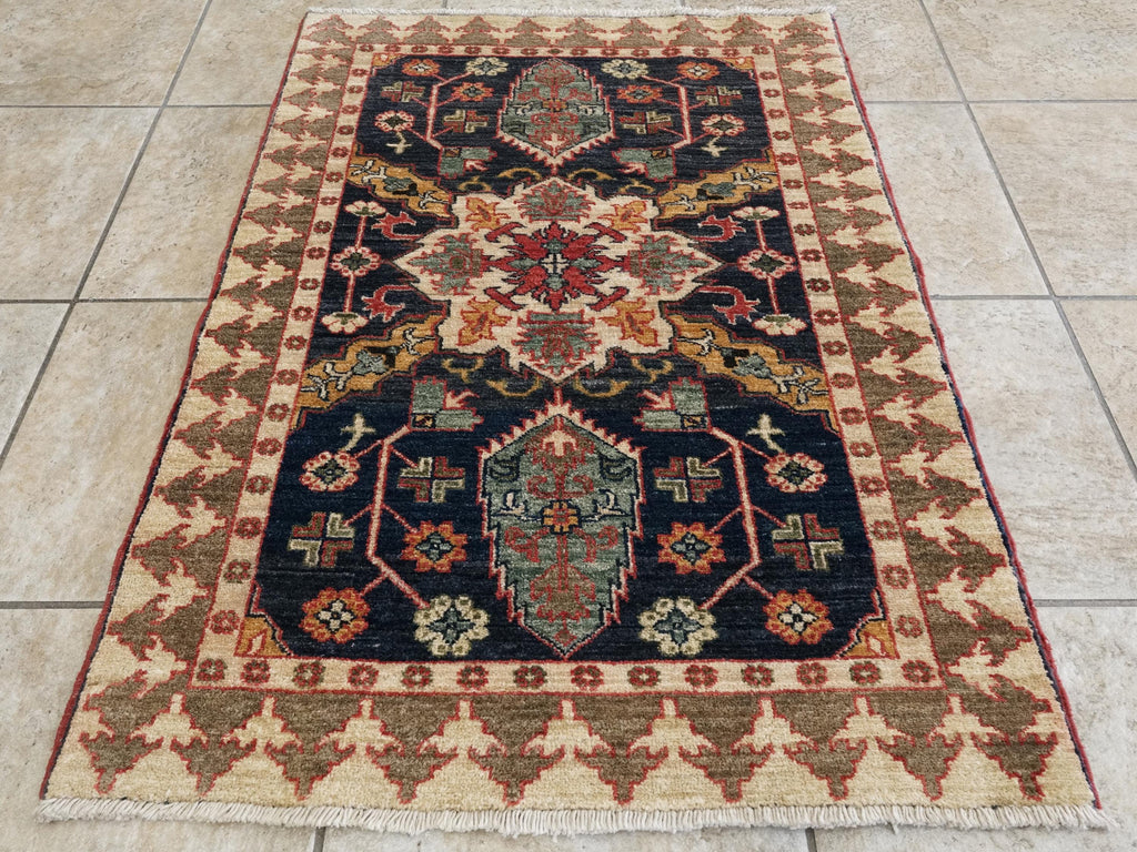 2x3 Ft Dark Blue Bidjar Rug - Hand Knotted Persian Accent Rug