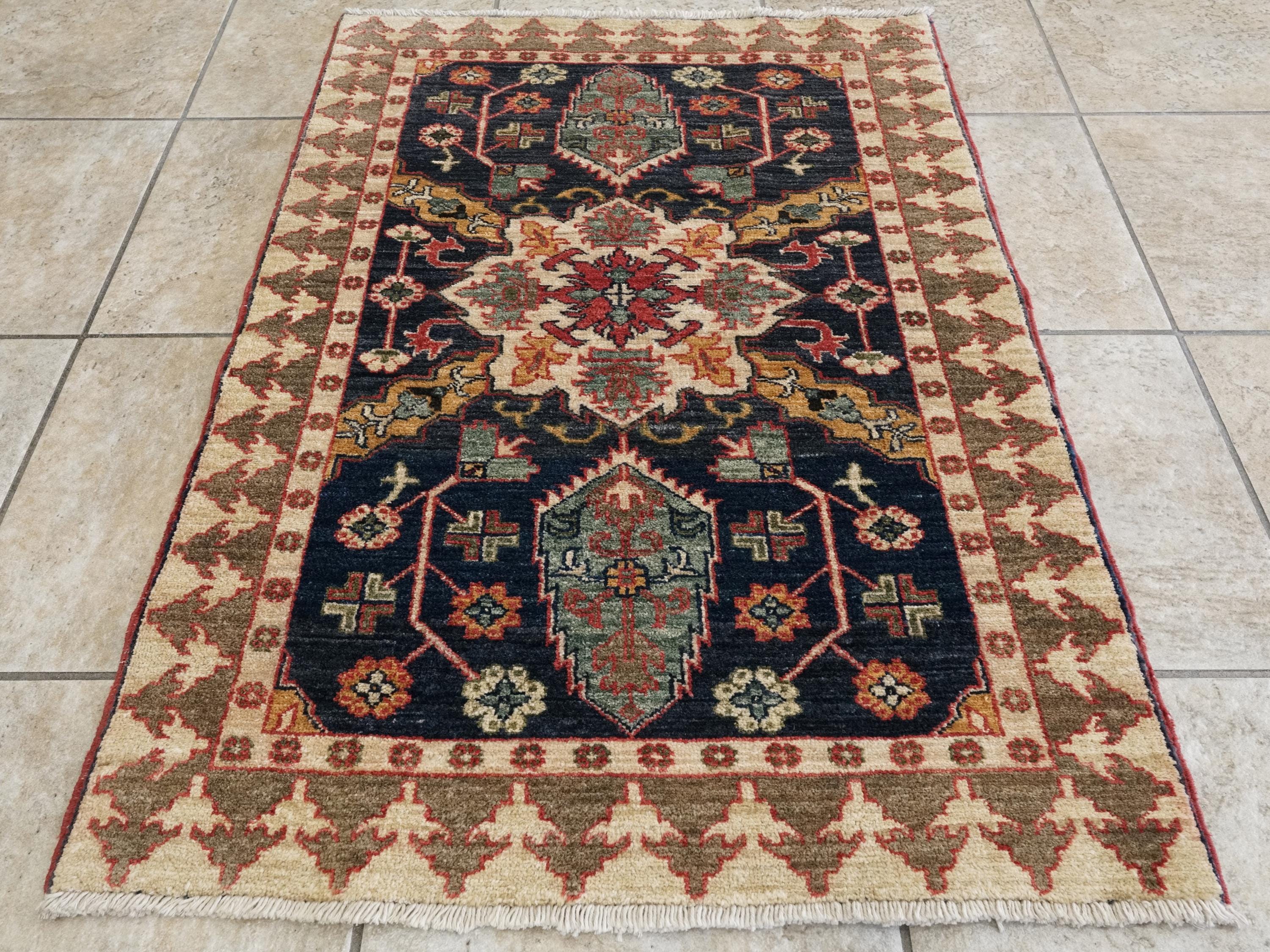 2x3 Ft Dark Blue Bidjar Rug - Hand Knotted Persian Accent Rug