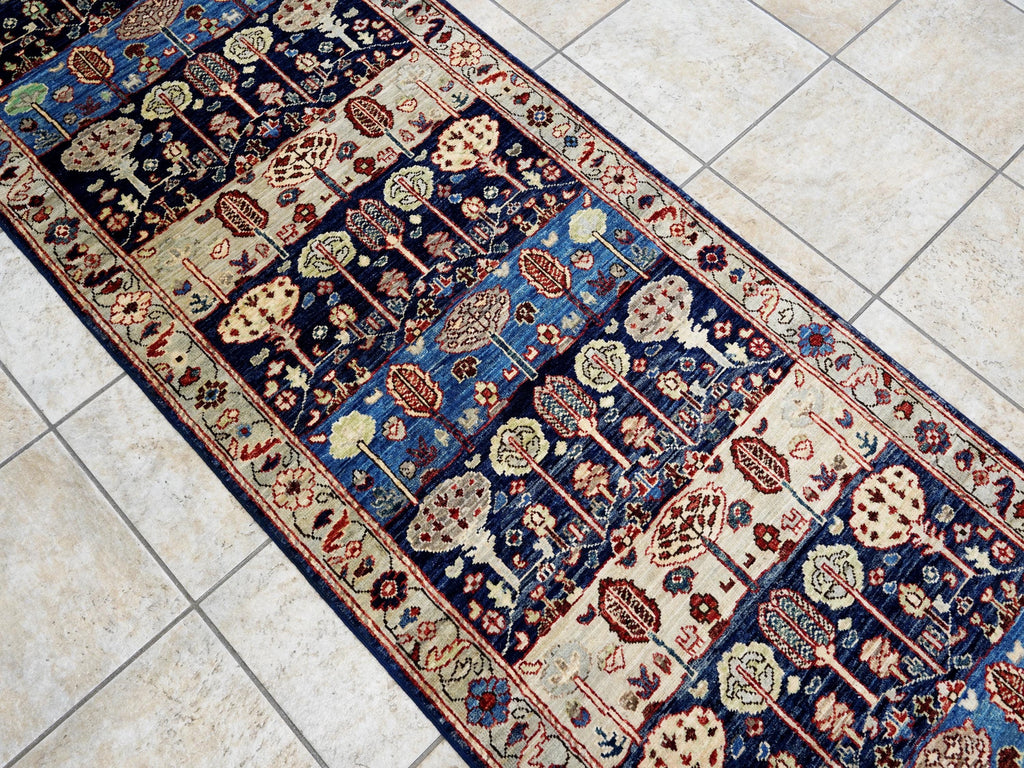 10 Ft Blue Bidjar Runner Rug - Hand Knotted Hallway Rug - Persian Design