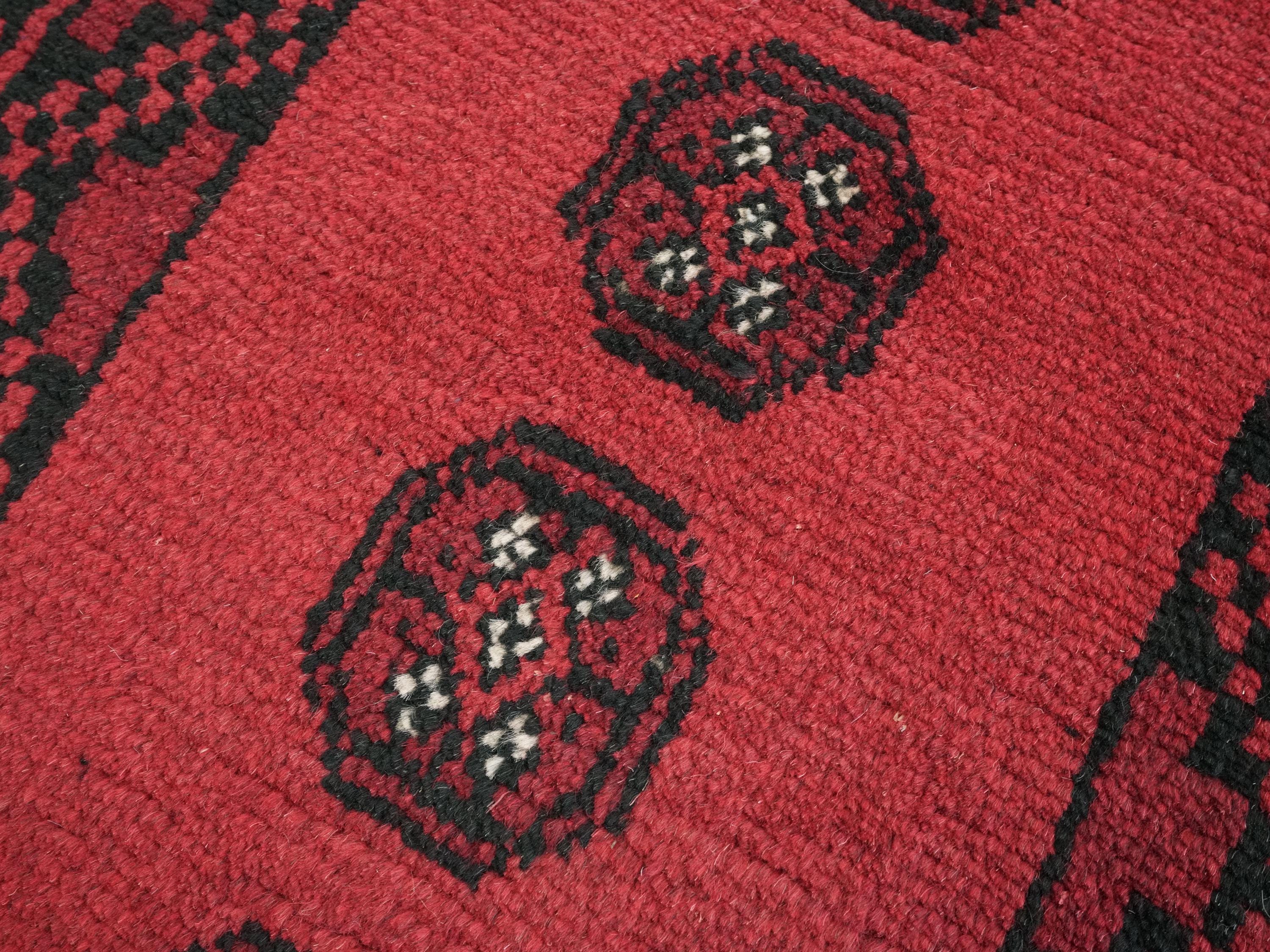 2x3 Ft Red Khal Mohammadi Rug - Hand Knotted Turkmen Wool Rug