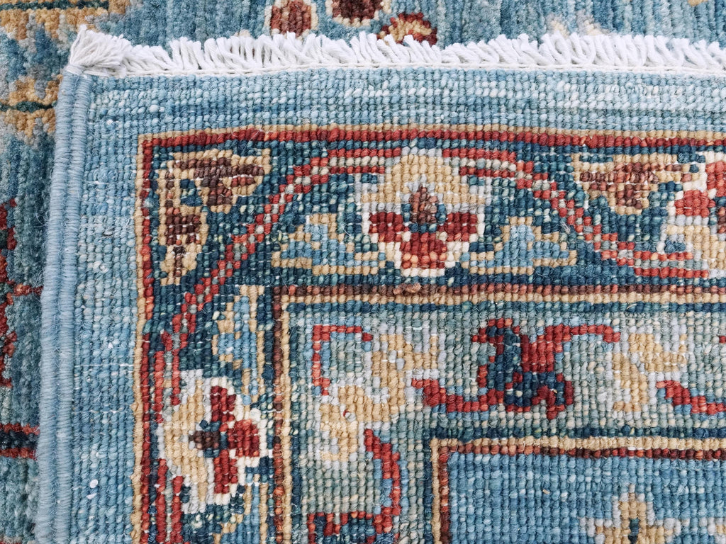 6x9 Ft Blue Serapi Rug - Afghan Wool Oriental Rug - Floral Design