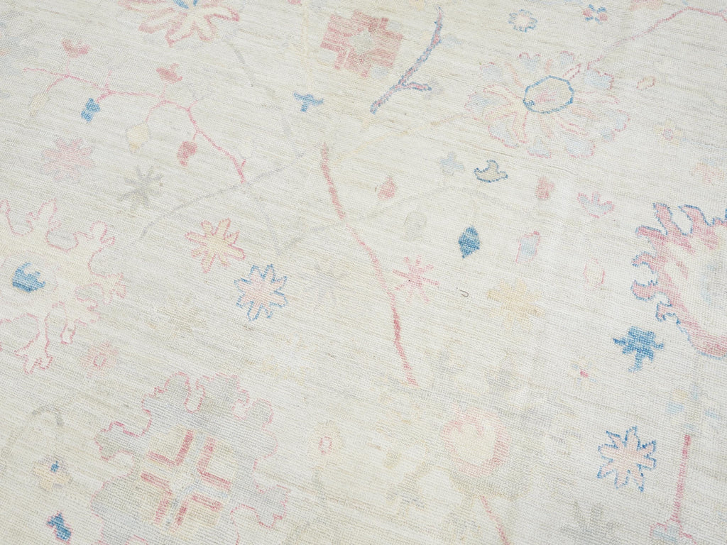 10x14 Ft Muted Oushak Rug - Hand Knotted Afghan Rug - Turkish Floral Design