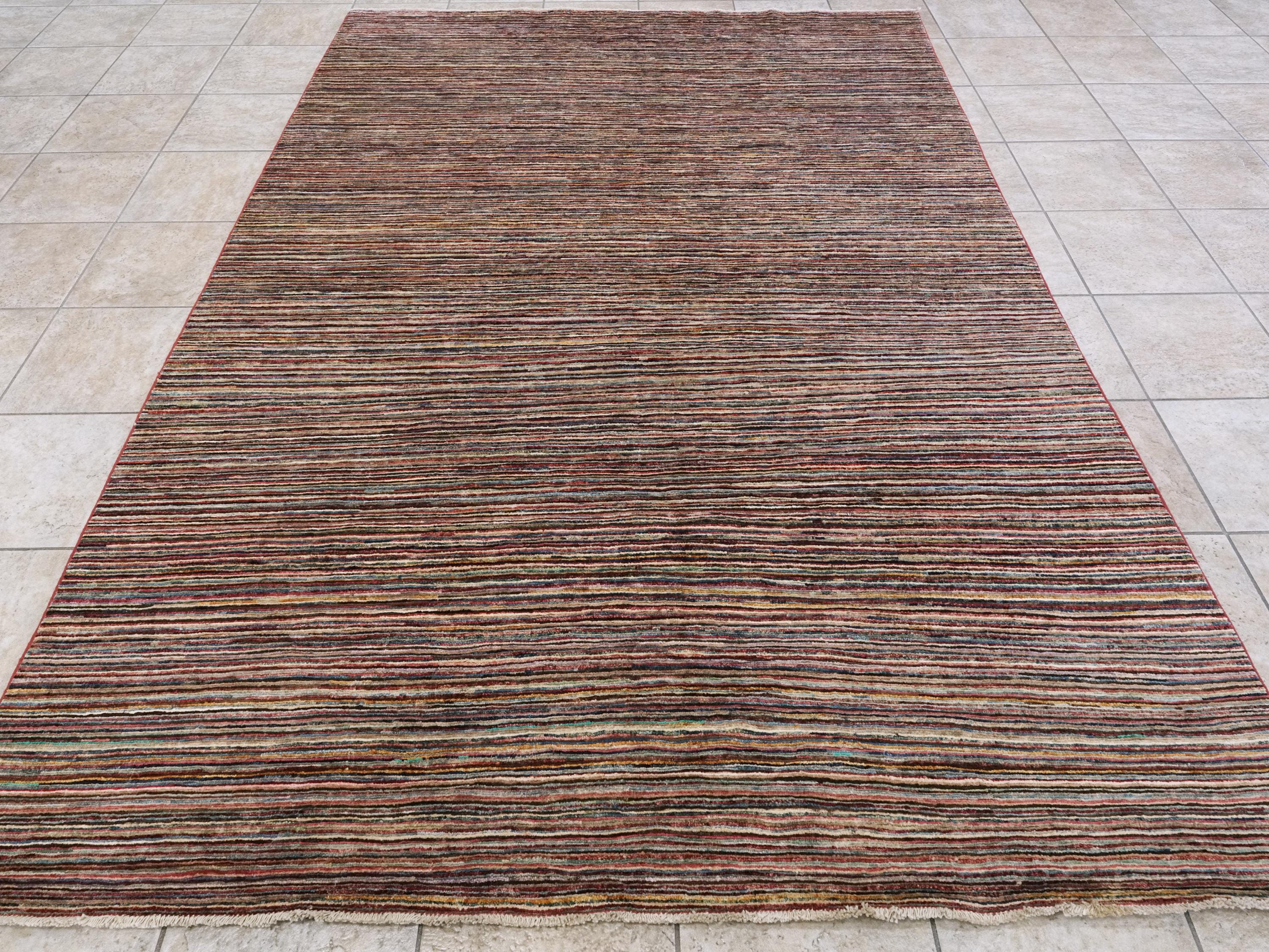 6x9 Ft Multicolor Gabbeh Rug - Afghan Wool Area Rug - Plain Design
