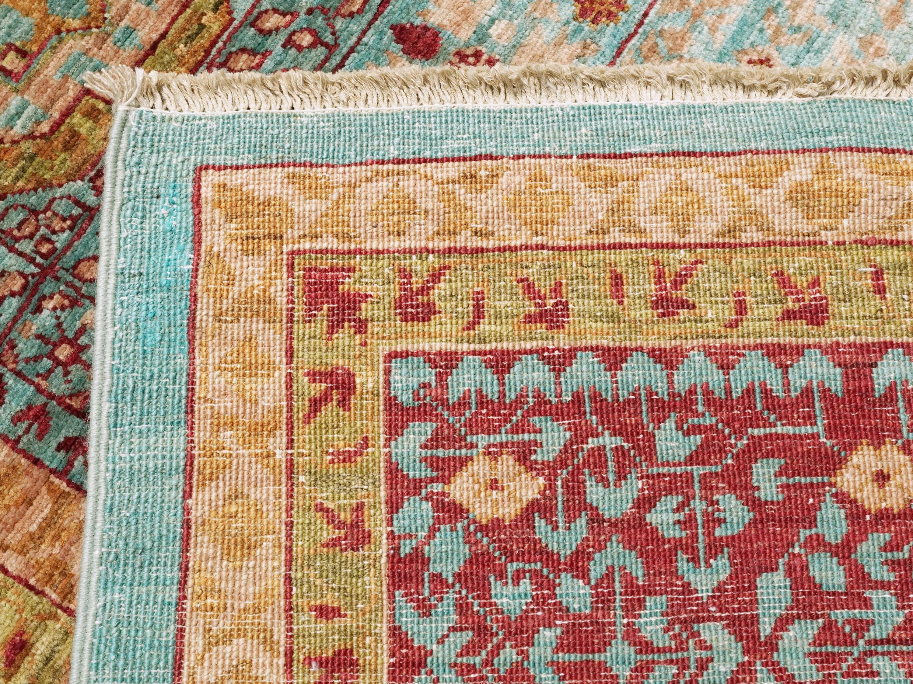 7x10 Ft Blue & Red Mamluk Rug - Afghan Oriental Wool Rug