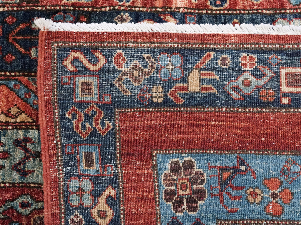 6x9 Ft Red & Blue Heriz Rug - Afghan Oriental Area Rug