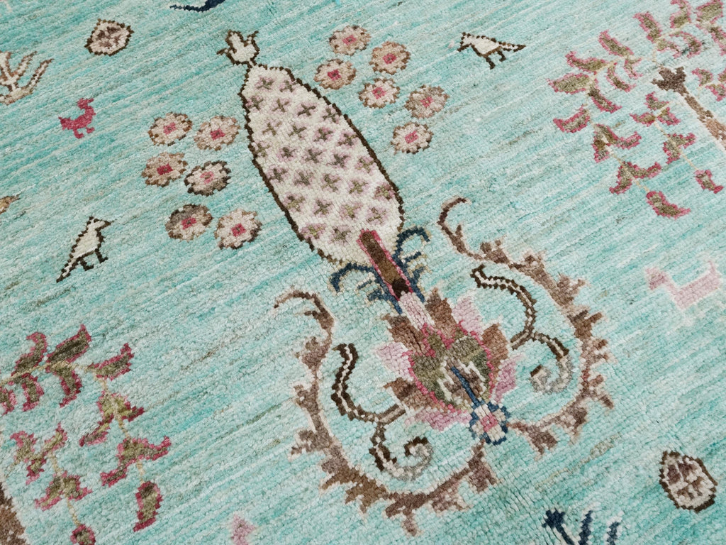 6x8 Ft Hand Knotted Cyan Serapi Rug - Ghazni Wool Persian Rug