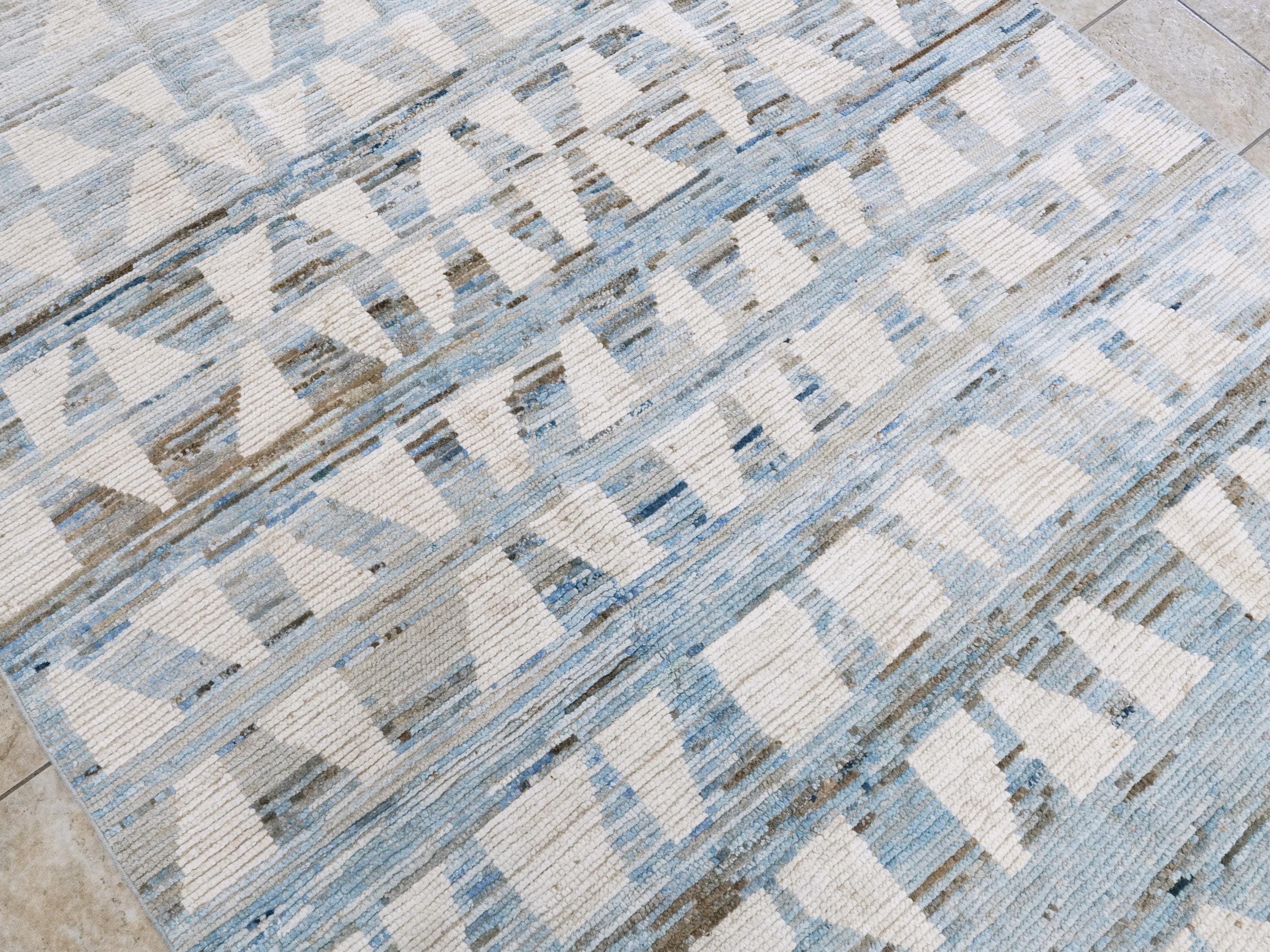 6x9 Ft Blue & White Moroccan Rug - Afghan Handmade Area Rug