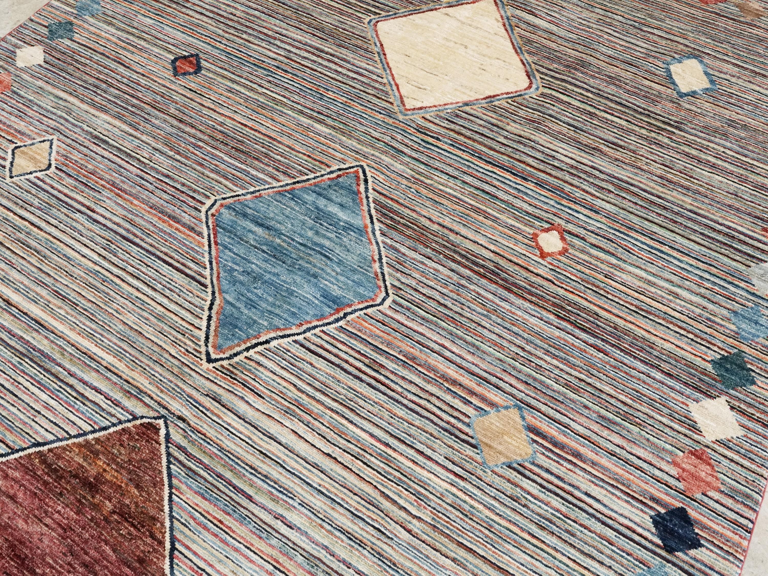 7x10 Ft Hand Knotted Gabbeh Rug - Colorful Area Rug