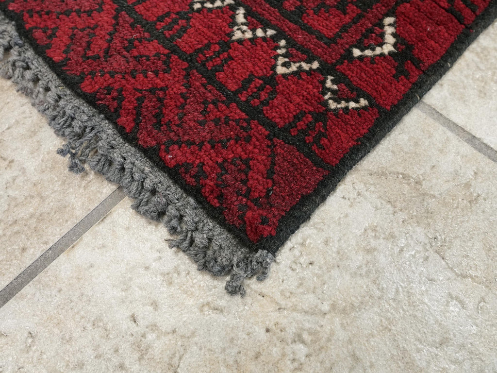 2x3 Ft Red Khal Mohammadi Rug - Hand Knotted Turkmen Wool Rug