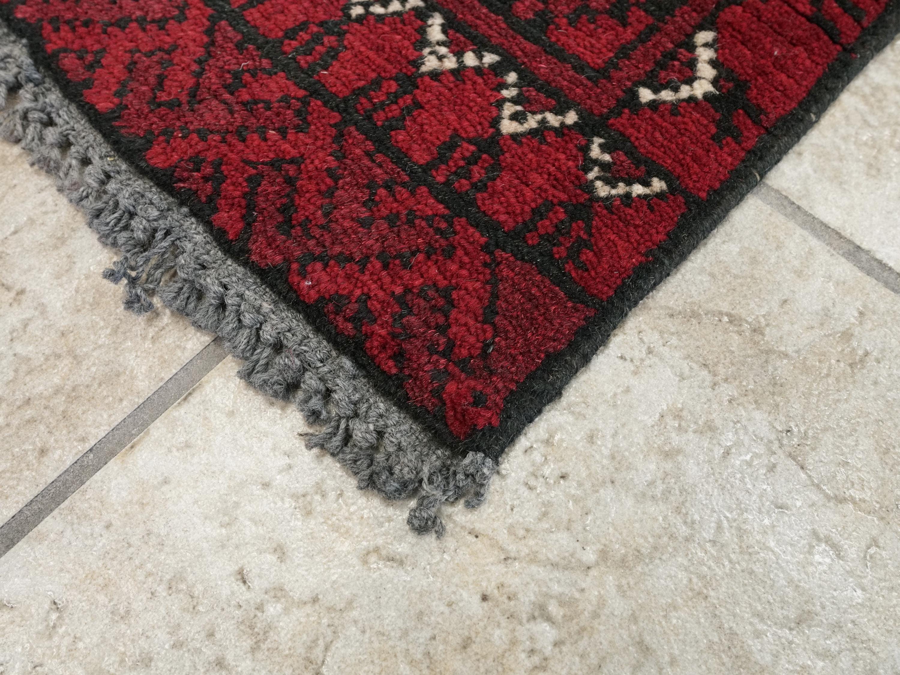 2x3 Ft Red Khal Mohammadi Rug - Hand Knotted Turkmen Wool Rug