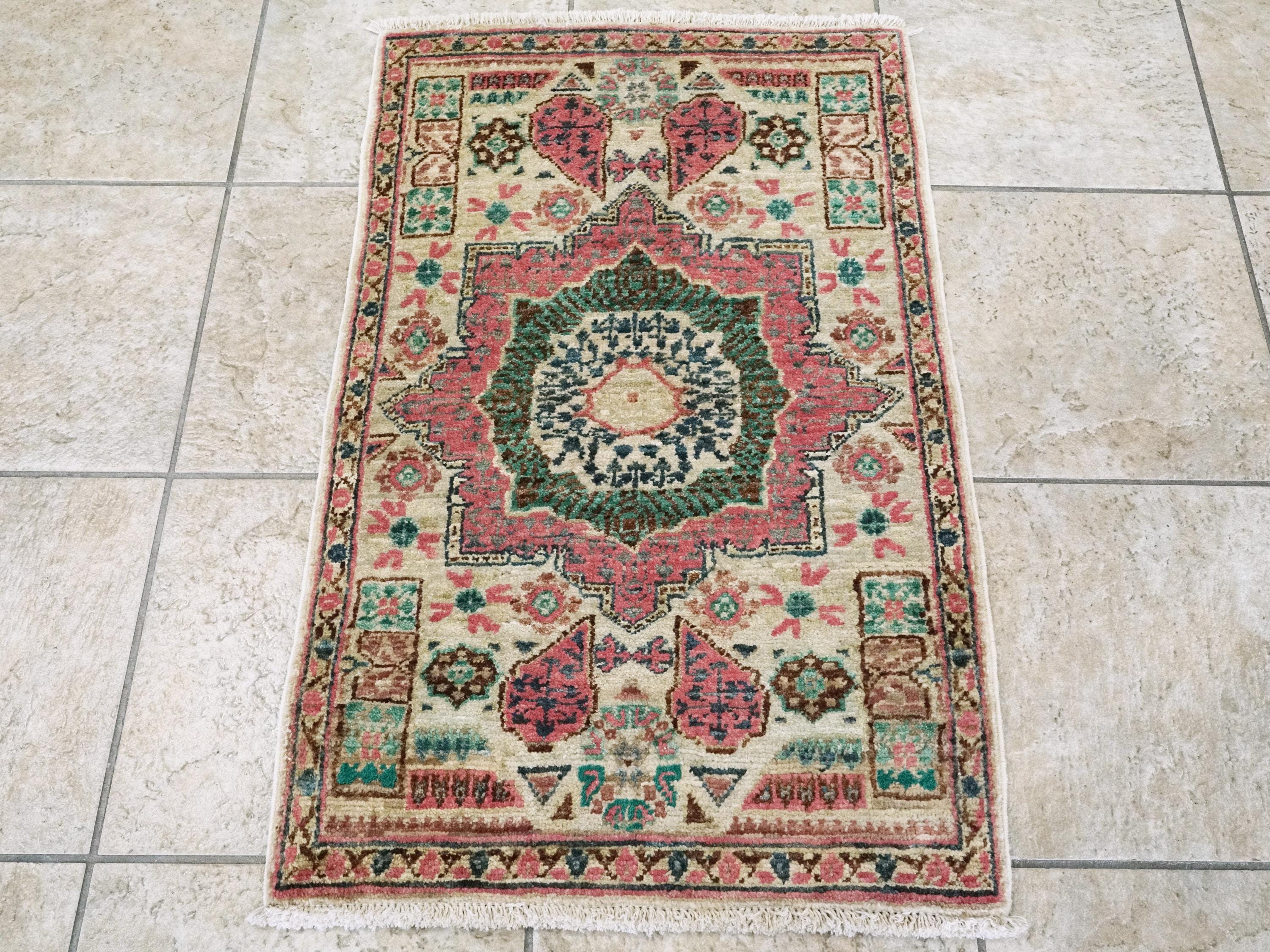 2x3 Ft Pink & Beige Mamluk Rug - Oriental Accent Rug