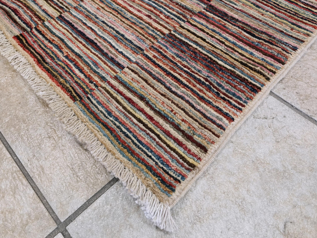 6x9 Ft Gabbeh Rug - Afghan Wool Area Rug - Striped Design