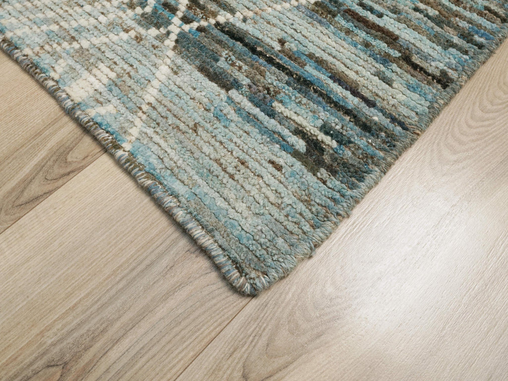 3x5 Ft Blue Moroccan Rug - Hand Knotted Afghan Rug