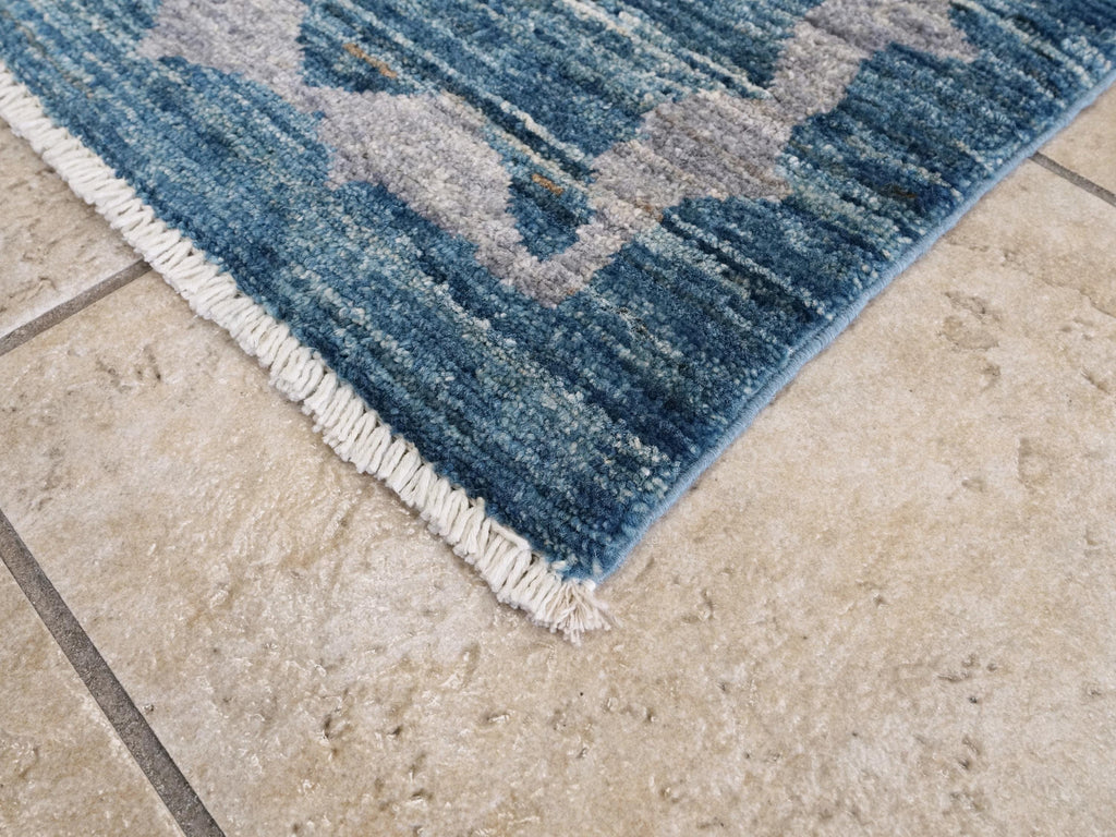 6x9 Ft Blue Fish Rug - Handmade Afghan Wool Rug