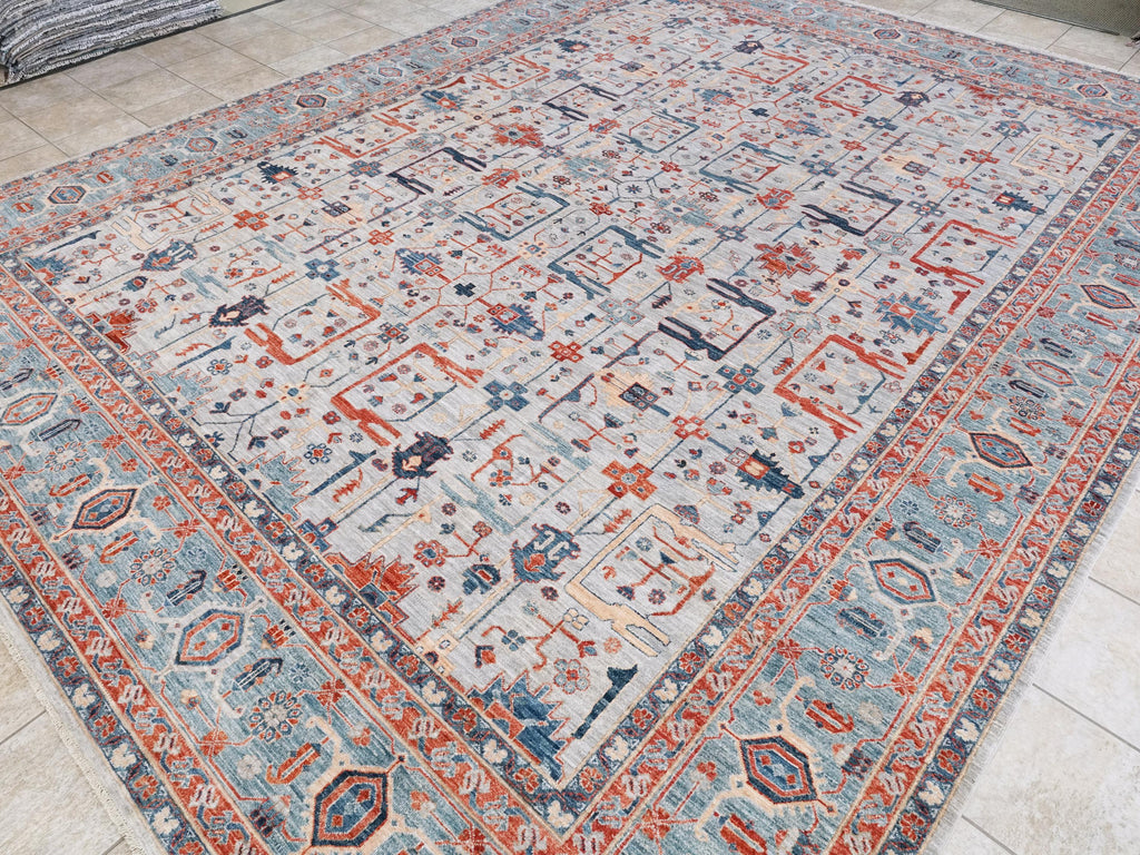 12x15 Ft Gray Heriz Rug - Handmade Afghan Area Rug - Oversize
