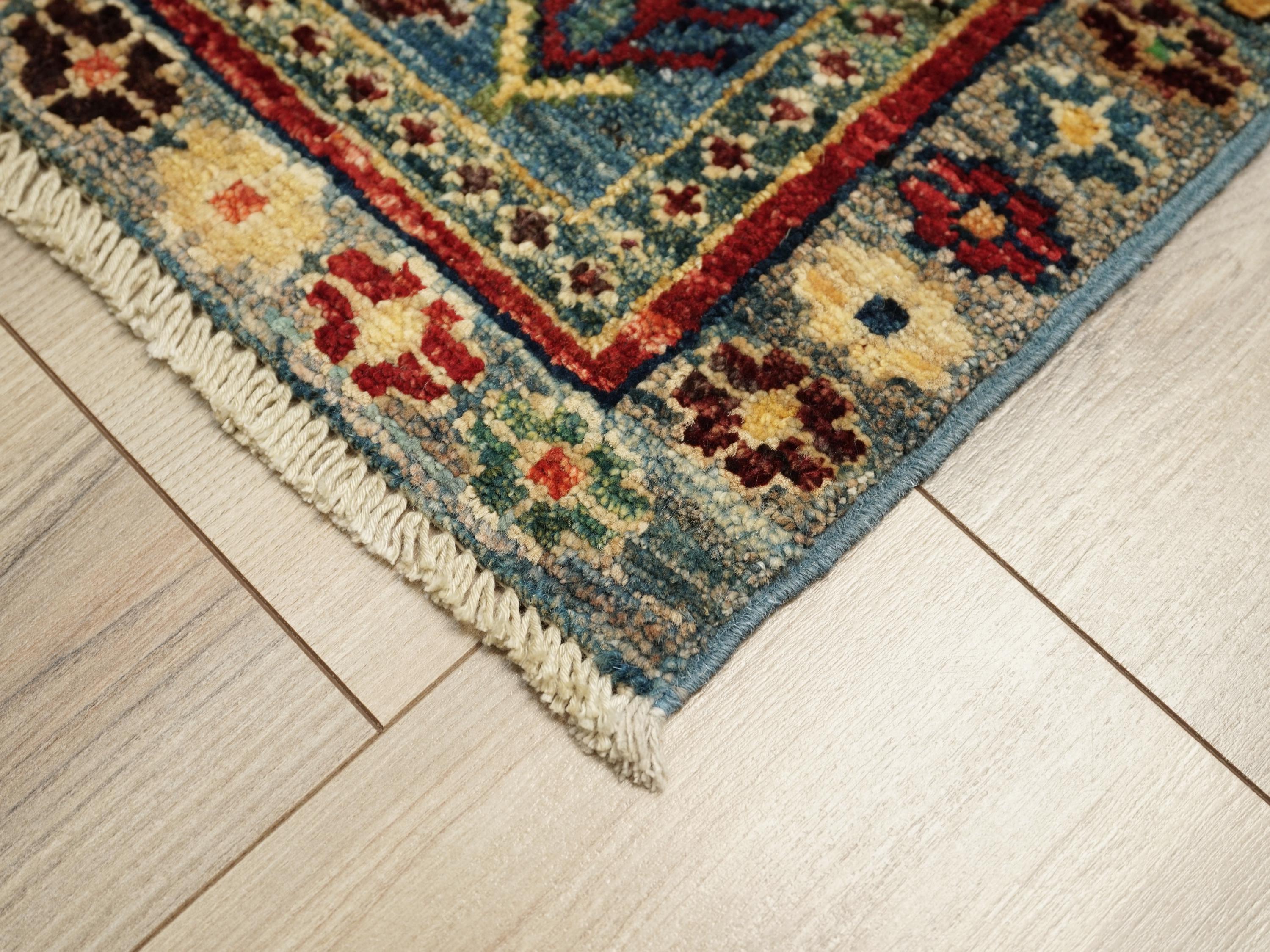 2x3 Ft Handmade Blue Heriz Rug - Afghan Oriental Rug